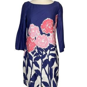 Lilly Pulitzer Cotton Blue/Pink/White Classic Floral Shift Dress Size 2